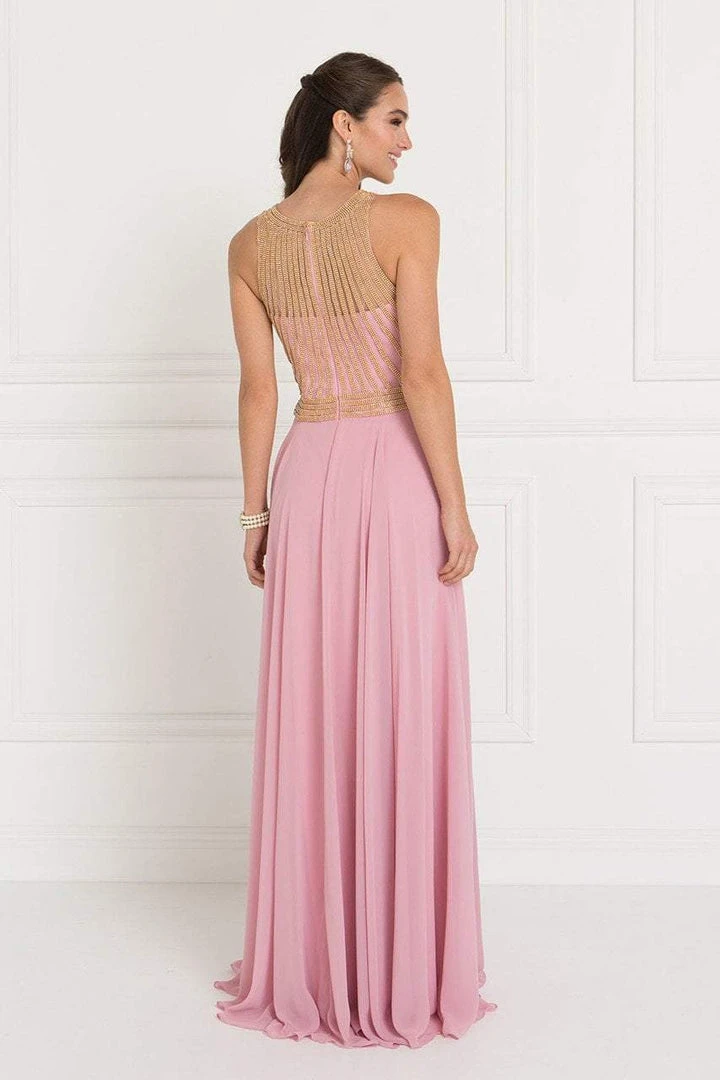 Formal Gowns Elizabeth K - GL1563 Gilded Illusion Halter Chiffon A-line Dress 6 Formal Gowns Elizabeth K - GL1563 Gilded Illusion Halter Chiffon A-line Dress