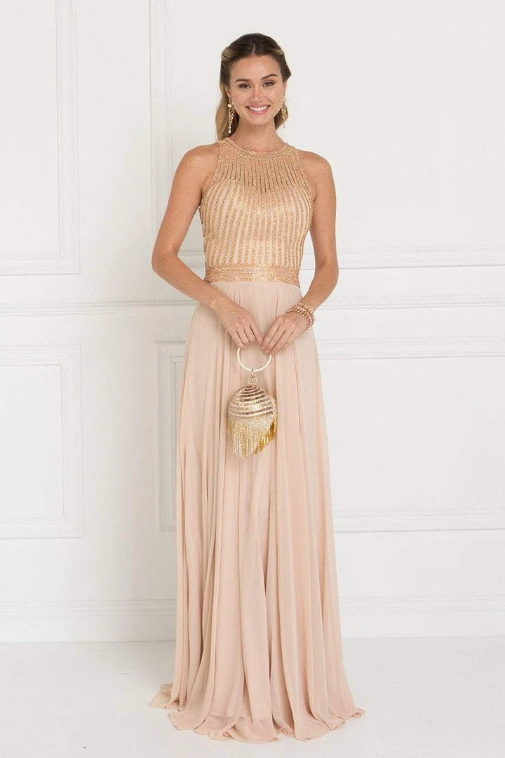 Formal Gowns Elizabeth K - GL1563 Gilded Illusion Halter Chiffon A-line Dress 3 Formal Gowns Elizabeth K - GL1563 Gilded Illusion Halter Chiffon A-line Dress