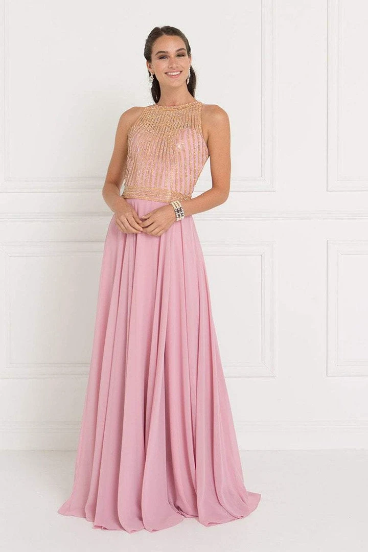Formal Gowns Elizabeth K - GL1563 Gilded Illusion Halter Chiffon A-line Dress 5 Formal Gowns Elizabeth K - GL1563 Gilded Illusion Halter Chiffon A-line Dress