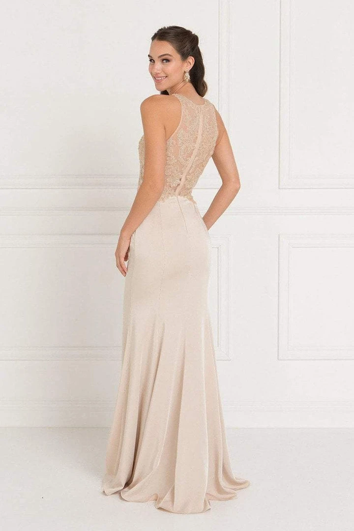 Formal Gowns Elizabeth K - GL1568 Bedazzled Illusion Halter Sheath Dress 4 Formal Gowns Elizabeth K - GL1568 Bedazzled Illusion Halter Sheath Dress