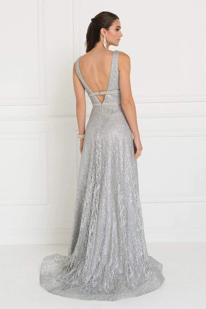 Elizabeth K - GL1575 Sequined Deep V-neck Organza A-line Dress Formal Gowns 7 Elizabeth K - GL1575 Sequined Deep V-neck Organza A-line Dress Formal Gowns