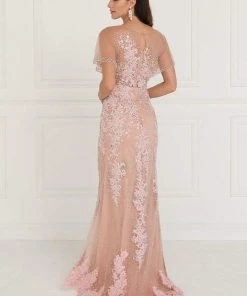 Elizabeth K - GL1585 Beaded Lace Dolman Sleeve Sheath Dress 6 Elizabeth K - GL1585 Beaded Lace Dolman Sleeve Sheath Dress