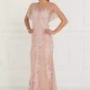 Elizabeth K - GL1585 Beaded Lace Dolman Sleeve Sheath Dress