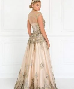Elizabeth K - GL1590 Embellished Ballgown With Sheer Bolero Formal Gowns 7 Elizabeth K - GL1590 Embellished Ballgown With Sheer Bolero Formal Gowns