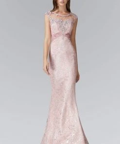 Formal Gowns Elizabeth K - GL2006 Cap Sleeves Illusion Lace Mermaid Gown