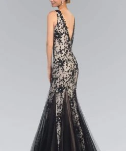 Elizabeth K - GL2009 Illusion Bateau Neckline Lace Mermaid Gown