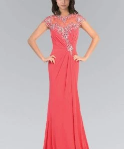 Elizabeth K - GL2011 Jeweled Illusion Jewel Neck Dress Formal Gowns 8 Elizabeth K - GL2011 Jeweled Illusion Jewel Neck Dress Formal Gowns