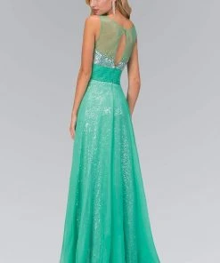 Formal Gowns Elizabeth K - GL2014 Sequined Bateau Neck A-Line Gown 9 Formal Gowns Elizabeth K - GL2014 Sequined Bateau Neck A-Line Gown