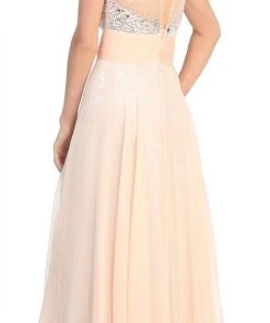 Formal Gowns Elizabeth K - GL2014 Sequined Bateau Neck A-Line Gown