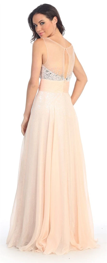 Formal Gowns Elizabeth K - GL2014 Sequined Bateau Neck A-Line Gown 4 Formal Gowns Elizabeth K - GL2014 Sequined Bateau Neck A-Line Gown