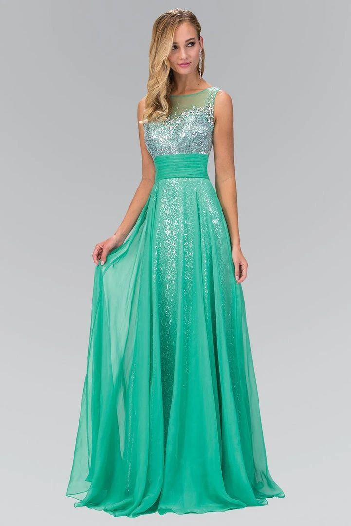 Formal Gowns Elizabeth K - GL2014 Sequined Bateau Neck A-Line Gown 5 Formal Gowns Elizabeth K - GL2014 Sequined Bateau Neck A-Line Gown