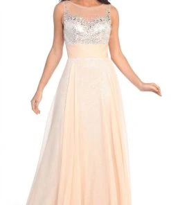 Formal Gowns Elizabeth K - GL2014 Sequined Bateau Neck A-Line Gown