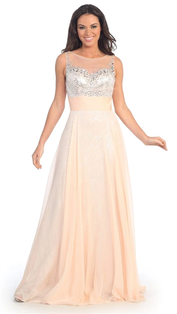 Formal Gowns Elizabeth K - GL2014 Sequined Bateau Neck A-Line Gown 3 Formal Gowns Elizabeth K - GL2014 Sequined Bateau Neck A-Line Gown