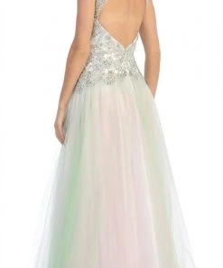 Elizabeth K - GL2017 Beaded Scoop Neck A-Line Gown 7 Elizabeth K - GL2017 Beaded Scoop Neck A-Line Gown