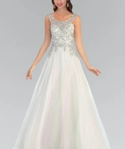 Elizabeth K - GL2017 Beaded Scoop Neck A-Line Gown