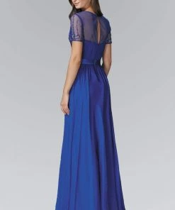 Elizabeth K - GL2042 Beaded Jewel Neck A-Line Gown 9 Elizabeth K - GL2042 Beaded Jewel Neck A-Line Gown