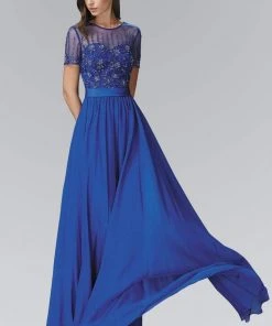 Elizabeth K - GL2042 Beaded Jewel Neck A-Line Gown 8 Elizabeth K - GL2042 Beaded Jewel Neck A-Line Gown
