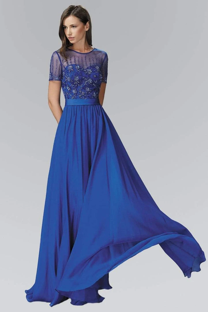 Elizabeth K - GL2042 Beaded Jewel Neck A-Line Gown 5 Elizabeth K - GL2042 Beaded Jewel Neck A-Line Gown