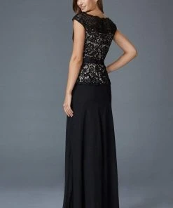 Elizabeth K - GL2043 Lace Bateau Neck A-Line Dress