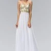 Elizabeth K - GL2050 Strapless Beaded Floral Applique Gown
