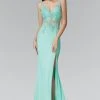 Formal Gowns Elizabeth K - GL2052 Sheer Lace Applique Sheath Gown 1 Formal Gowns Elizabeth K - GL2052 Sheer Lace Applique Sheath Gown