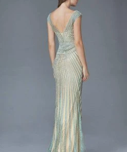 Elizabeth K - GL2053 Radial Beaded Mesh Sheath Gown 7 Elizabeth K - GL2053 Radial Beaded Mesh Sheath Gown