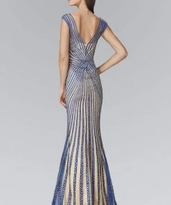 Elizabeth K - GL2053 Radial Beaded Mesh Sheath Gown 9 Elizabeth K - GL2053 Radial Beaded Mesh Sheath Gown