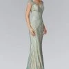 Elizabeth K - GL2053 Radial Beaded Mesh Sheath Gown
