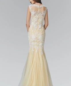 Elizabeth K - GL2054 Laced Bateau Neck Trumpet Gown 7 Elizabeth K - GL2054 Laced Bateau Neck Trumpet Gown