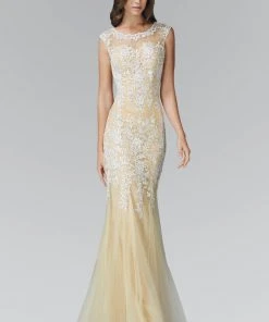 Elizabeth K - GL2054 Laced Bateau Neck Trumpet Gown 6 Elizabeth K - GL2054 Laced Bateau Neck Trumpet Gown