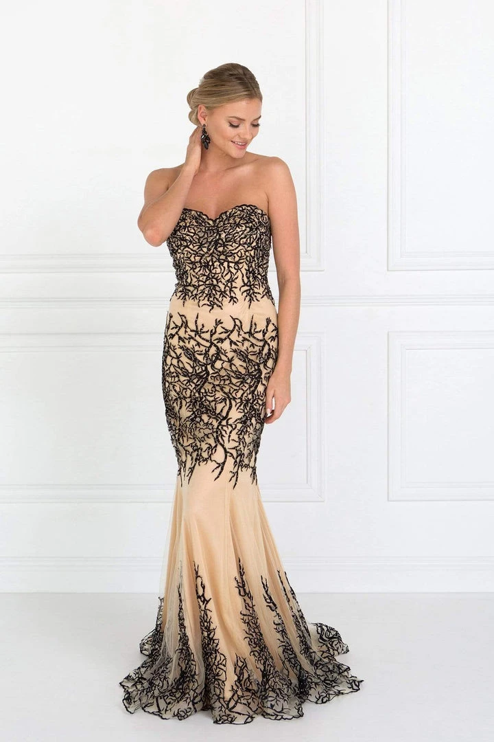 Elizabeth K - GL2055 Laced Sweetheart Mesh Gown Formal Gowns 9 Elizabeth K - GL2055 Laced Sweetheart Mesh Gown Formal Gowns