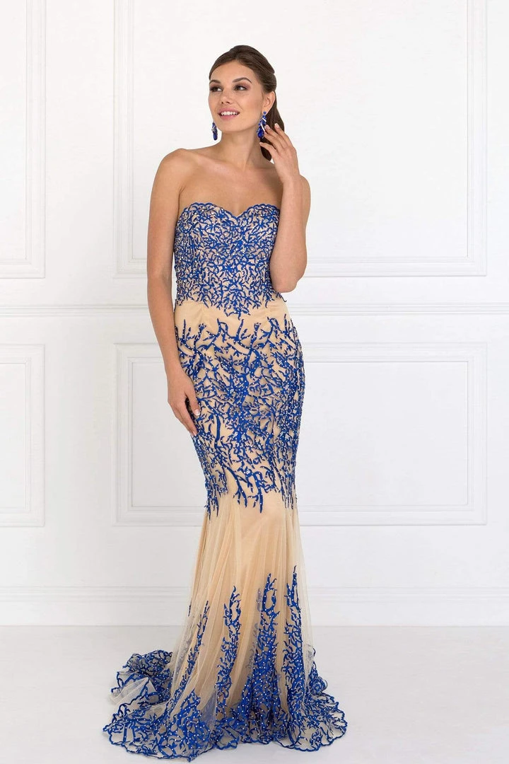 Elizabeth K - GL2055 Laced Sweetheart Mesh Gown Formal Gowns 3 Elizabeth K - GL2055 Laced Sweetheart Mesh Gown Formal Gowns