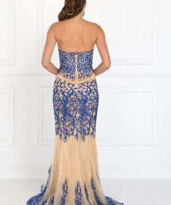 Elizabeth K - GL2055 Laced Sweetheart Mesh Gown Formal Gowns 12 Elizabeth K - GL2055 Laced Sweetheart Mesh Gown Formal Gowns