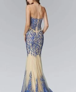 Elizabeth K - GL2055 Laced Sweetheart Mesh Gown Formal Gowns 14 Elizabeth K - GL2055 Laced Sweetheart Mesh Gown Formal Gowns