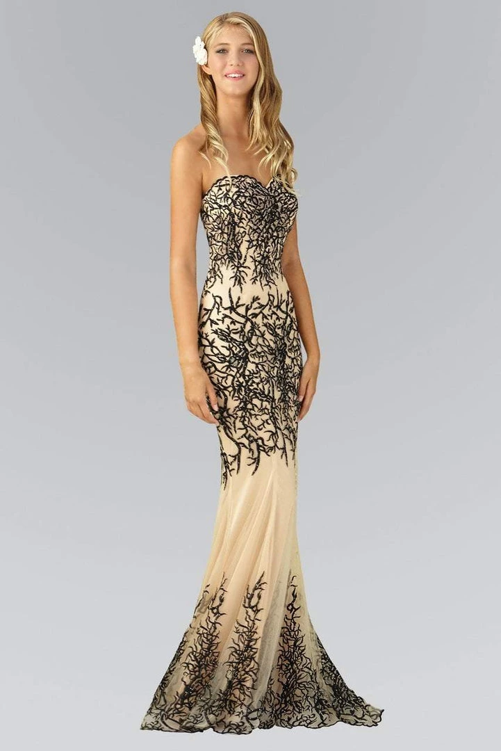 Elizabeth K - GL2055 Laced Sweetheart Mesh Gown Formal Gowns 10 Elizabeth K - GL2055 Laced Sweetheart Mesh Gown Formal Gowns