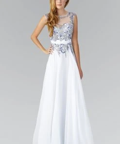 Formal Gowns Elizabeth K - GL2056 Jewel Illusion Embellished Gown