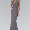 Elizabeth K - GL2058 Embellished High Neckline Keyhole Gown - 1 Pc. Gray In Size XS Available Formal Gowns 1 Elizabeth K - GL2058 Embellished High Neckline Keyhole Gown - 1 Pc. Gray In Size XS Available Formal Gowns