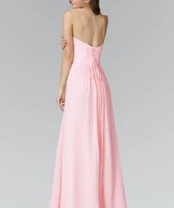 Elizabeth K - GL2070 Strapless Pleated Sweetheart Chiffon Dress