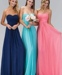 Elizabeth K - GL2070 Strapless Pleated Sweetheart Chiffon Dress