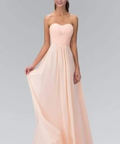 Elizabeth K - GL2070 Strapless Pleated Sweetheart Chiffon Dress
