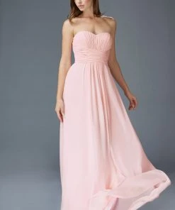 Elizabeth K - GL2070 Strapless Pleated Sweetheart Chiffon Dress