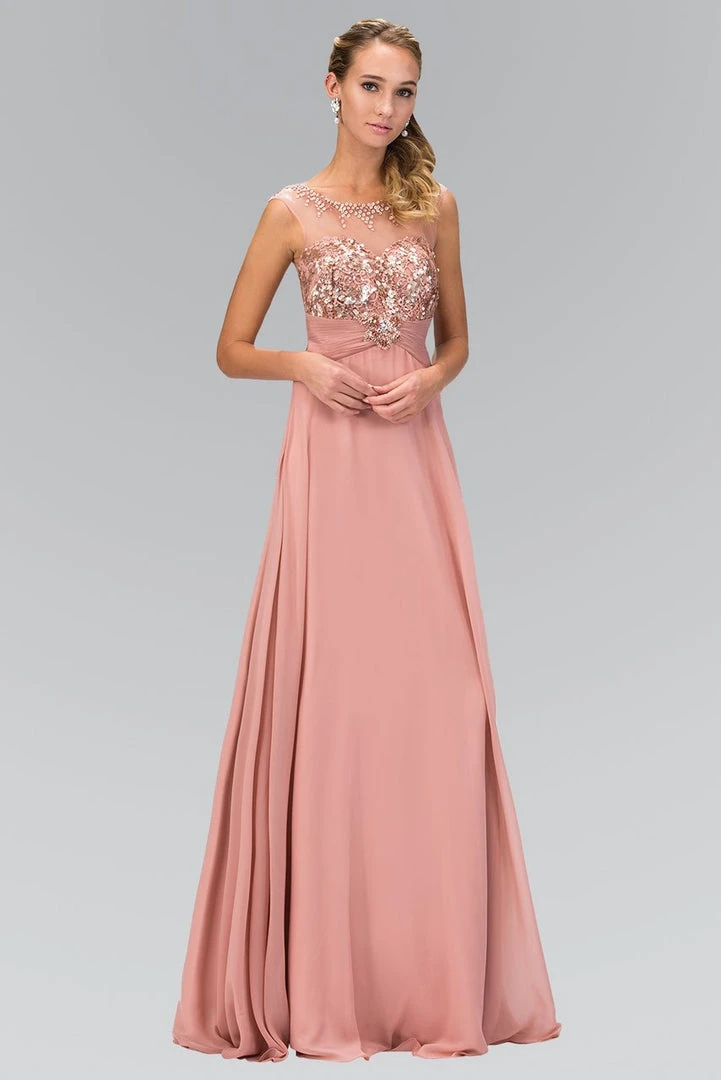 Formal Gowns Elizabeth K - GL2085 Sequined Illusion Bateau Neck A-Line Dress 3 Formal Gowns Elizabeth K - GL2085 Sequined Illusion Bateau Neck A-Line Dress