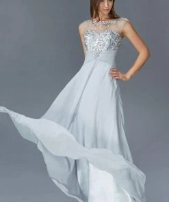 Formal Gowns Elizabeth K - GL2085 Sequined Illusion Bateau Neck A-Line Dress 6 Formal Gowns Elizabeth K - GL2085 Sequined Illusion Bateau Neck A-Line Dress