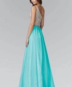 Elizabeth K - GL2094 Bead Embellished Asymmetric Neck Chiffon Gown 5 Elizabeth K - GL2094 Bead Embellished Asymmetric Neck Chiffon Gown