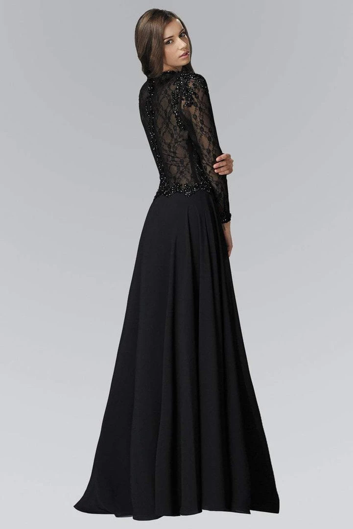 Formal Gowns Elizabeth K - GL2097 Long Sleeve Beaded Chiffon A-line Gown 4 Formal Gowns Elizabeth K - GL2097 Long Sleeve Beaded Chiffon A-line Gown