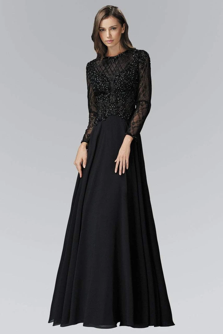 Formal Gowns Elizabeth K - GL2097 Long Sleeve Beaded Chiffon A-line Gown 3 Formal Gowns Elizabeth K - GL2097 Long Sleeve Beaded Chiffon A-line Gown