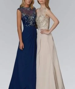 Elizabeth K - GL2099 Jewel Illusion Draped Chiffon Gown Formal Gowns 6 Elizabeth K - GL2099 Jewel Illusion Draped Chiffon Gown Formal Gowns