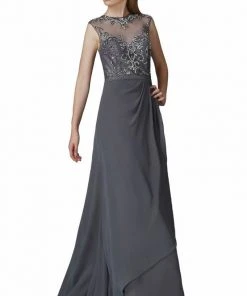 Elizabeth K - GL2099 Jewel Illusion Draped Chiffon Gown Formal Gowns