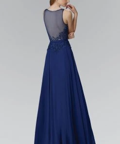 Formal Gowns Elizabeth K - GL2103 Embellished Jewel Neck A-Line Dress 5 Formal Gowns Elizabeth K - GL2103 Embellished Jewel Neck A-Line Dress
