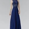 Formal Gowns Elizabeth K - GL2103 Embellished Jewel Neck A-Line Dress